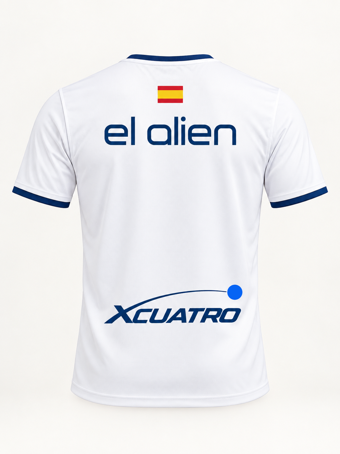 Back of the el alien shirt: Spanish flag, lowercase el alien, XCUATRO at the base